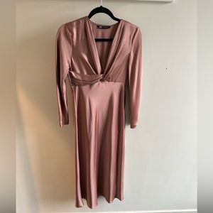 Zara Twisted Knot Silk MIDI Dress